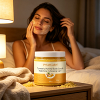 Gommage visage et corps au curcuma, exfoliant pour éliminer les peaux mortes, nettoyant, unifiant le teint, éclaircissant, atténuant les taches brunes, soin quotidien doux pour la peau