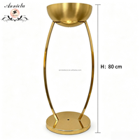 Support à fleurs en métal doré ANNIELU, centre de table de mariage, vase haut pour la décoration de table de réception d'événements et de fêtes