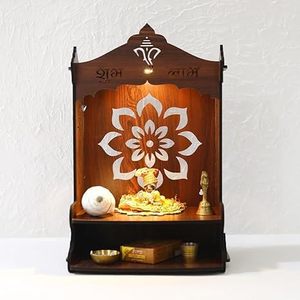 Polished Wooden Puja Mandir for Home Big Size Wall Mounted <strong>Pooja</strong> <strong>Stand</strong> Elegant Wall Hanging Decoration - Product Image 1