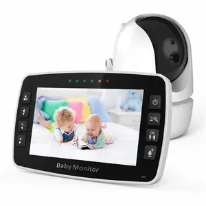 2023 Hete Verkoop Nachtzicht Muziekspeler Sm43a 5 Inch Lcd-Scherm Babyfoon Video Robot Ptz Camera Baby Monitor Pan Tilt Met Scr