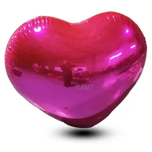 Customized Giant Shinny Mirror Balls PVC Heart Shape Balloons Inflatable Mirror Ball For Party Decoration