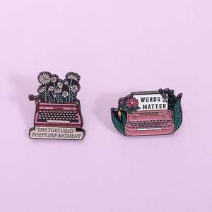 Spille in Lega di Zinco con Motivi Floreali e Cartoni Animati, Badge 'Love <span class=keywords><strong>Tortured</strong></span> Poets Department Words Matter' - Product Image 2