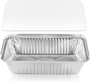 10 20 50 PCS Food Grade Disposable Aluminum Foil Food <b>Containers</b> 200ml Rectangle <b>Takeaway</b> Trays with Paper Lid - Product Image 3
