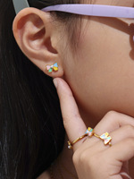Collier, bracelet et bague unisexes pour enfants en acier inoxydable plaqué or 14 carats avec pierre naturelle de bambou, thème bouddhiste