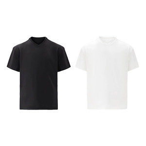 Camiseta de Cuello en V para Hombre, Corte Holgado, 100% Algodón Jersey, Tinte Liso, Impresión DTF Personalizada, Transpirable, Manga Corta, para Uso Diario Informal - Product Image 2