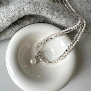 สร้อยคอเงินแท้ S925 ดีไซน์ฝรั่งเศสสำหรับผู้หญิง สไตล์หรูหราเบาๆ รูปทรงเรขาคณิต ประดับเพชรสีเขียวระดับไฮเอนด์ ดีไซน์รูปเข็มกลัด  สำหรับมอบเป็นของขวัญให้คุณยาย - Product Image 2