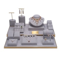 Ensemble de présentoirs de luxe pour bijoux, vitrine de magasin, présentoir de comptoir, support de présentation pour bagues, colliers, boucles d'oreilles, en métal