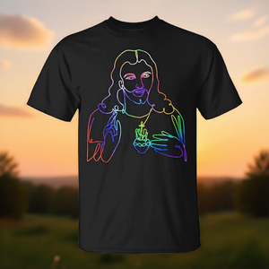 T-Shirt Unisex con Arte Astratta di Gesù Cristo e Arcobaleno, Stampa Digitale, Regalo Religioso - Product Image 4