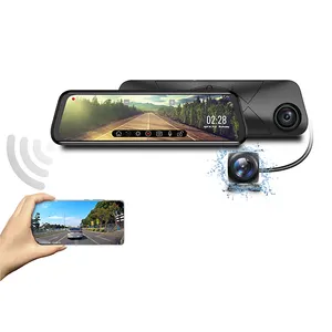 Câmera de ré espelhada 4k 1080p, 170 graus, grande angular, sensor-g, aplicativo, controle de estacionamento, monitor de estacionamento, espelho