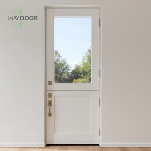 Portes d'entrée en bois massif de chêne africain et d'acajou, style ferme, personnalisées, avec panneaux en verre, pour maison, finition extérieure en bois, <span class=keywords><strong>porte</strong></span> hollandaise - Product Image 2