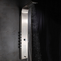 Colonne de douche en cascade multifonctionnelle en acier inoxydable 304 avec panneaux en cuivre et poignée