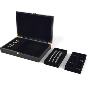 FAN Manufacturer Supplier Personalized Velvet Jewelry Storage <b>Box</b> <b>Black</b> Jewelry <b>Box</b> for Necklace Ring Earrings - Product Image 1