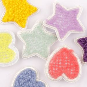 Stock 3cm Mini Iron on Chenille Embroidered Colorful Heart Star Patch for <b>Hat</b> <b>Bag</b> Decoration - Product Image 2