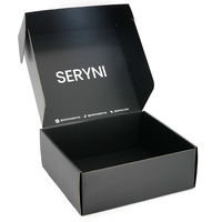 Caja de Cartón Corrugado Negra Impresa Personalizada, Caja de Embalaje Plegable Premium para Ropa con Logotipo Estampado en Caliente