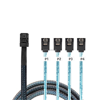 Kabel Breakout MiniSAS SFF-8643 4-SATA 1-ke-4 untuk HDD/SSD, Kabel Data Backplane Server Komputer Industri untuk Pengontrol RAID