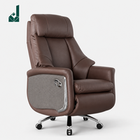 Chaise de bureau de direction moderne de luxe à dossier haut avec repose-pieds rétractable, ergonomique, inclinable, en cuir PU rembourré