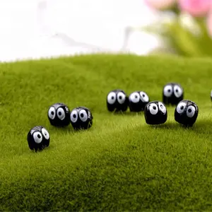 100 Pieces Black Coal Ball Small Statue Moss Doll Toy Child Play House Figurine Court Germ Army Simulation Garden Ornament