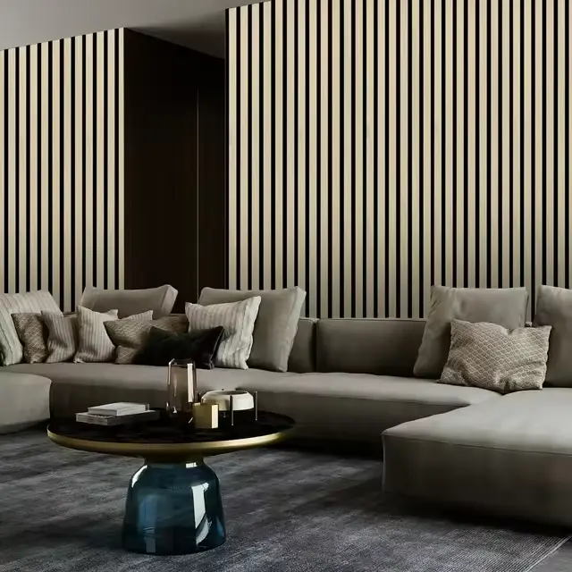 Luxury Smoke walnut interior PVC wall panel acoustic panels