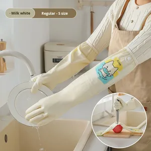 Gants en latex amusants et mignons pour femmes, pour la vaisselle en <span class=keywords><strong>cuisine</strong></span>, durables, allongés, épaissis, imperméables avec fermeture à cordon - Product Image 6