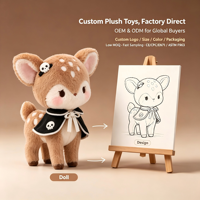 Jouets en peluche mignons de cerf tacheté de style gothique, vente en gros, animaux en peluche personnalisés, jouet en peluche cerf avec cape et crâne