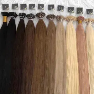 Double Drawn 100% human hair 12a 100grams Virgin Vendor Remy 613 blonde sriaght Keratin Pre bonded thin Flat Tip Hair Extensions