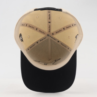 Groothandel Hoge Kwaliteit Gestructureerde 5-Panelige Tweekleurige Beige Zwarte 100% Katoenen Op Maat Geborduurde Logo Snapback Caps Baseball Petten