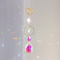 Carillon éolien en cristal attrape-soleil, décoration suspendue écologique faite à la main, polie, 40 cm, pour la maison et les fêtes