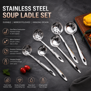 Cuillère à soupe en acier inoxydable 304, louche à bouillie, passoire de restaurant, écumoire à fondue à long manche, ustensile polyvalent - Product Image 2