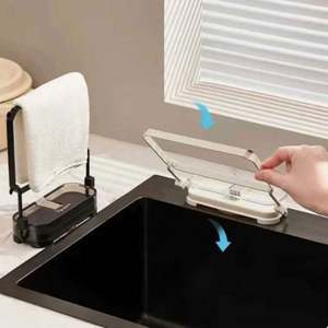 Panier égouttoir pliable pour évier de cuisine, en ABS, maille fine, haute résistance, avec couvercle - Product Image 5