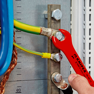 Llave de boca abierta Knipex de 13 mm, métrica, de acero al cromo vanadio, de grado industrial, con mango antideslizante - Product Image 1