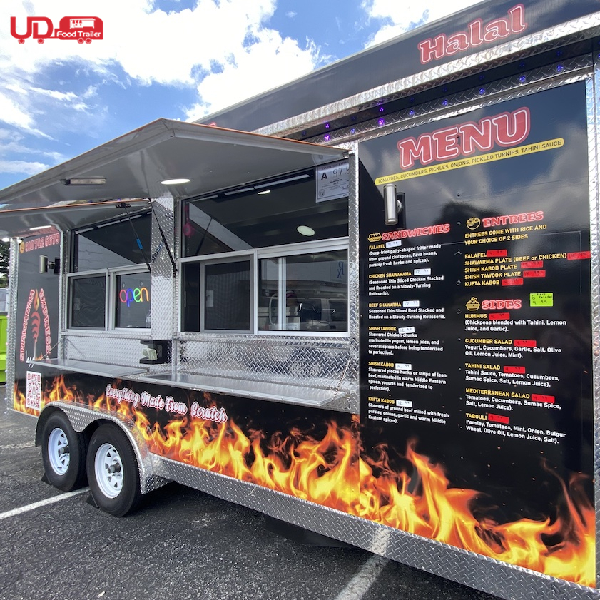 Venda quente de café van cart de hambúrguer batatas fritas ônibus carrinho de comida