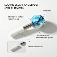 Rouleau de massage facial en acier inoxydable OEM à marque privée, outil professionnel Cryo Globe avec poignée antidérapante pour salon de beauté