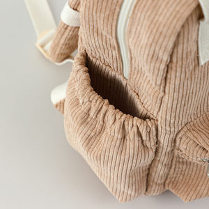 Новый коричневый вельветовый рюкзак маленького размера для детей с множеством карманов, с защитной застежкой и ручкой, школьный ранец - Product Image 4