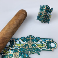 Autocollant de bague de cigare en feuille d'or de luxe de forme personnalisée Autocollant de bande de cigare personnalisé de haute qualité sensible à la chaleur UV estampillé à chaud