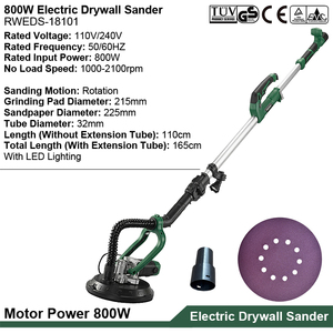Ponceuse murale électrique 800W <span class=keywords><strong>pour</strong></span> plaques de plâtre, outil industriel de ponçage de surfaces murales et de mastic, avec lumière LED, machine à <span class=keywords><strong>poncer</strong></span> murale portative sur perche - Product Image 2