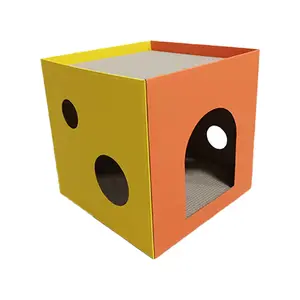 RTS Cat scratch board integrated wear resistant to dust vertical cat villa double corrugated paper can be stacked cheese box