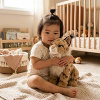 Juguete de Peluche de Lince Simulado de 25 cm, Súper Suave, Muñeco de Peluche de Lince Rojo, Recuerdo de Zoológico, Regalo de Cumpleaños para Niños
