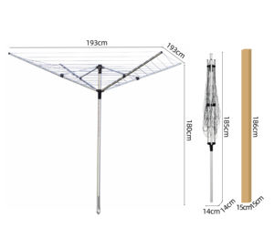 Séchoir à linge rotatif pliable en aluminium à 4 bras pour extérieur, avec piquet de fixation au sol, pour <span class=keywords><strong>jardin</strong></span>, vente en gros usine - Product Image 3