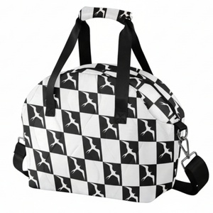Sac isotherme matelassé noir et blanc à motif damier pour aliments chauds/froids, sac isotherme Iwa Birds avec bandoulière amovible - Product Image 1
