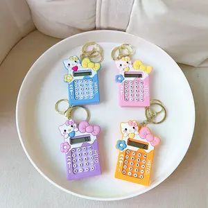 Lilangda ransel modis lucu untuk pelajar hadiah kecil yang indah grosir kalkulator boneka kartun plastik gantungan kunci kucing KT