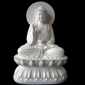 Statue de bouddha antique en marbre blanc, statue de bouddha, vraie pierre chariot - Product Image 6