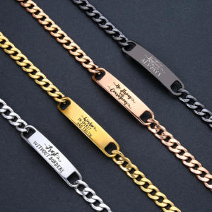 Ywganggu Modeschmuck Benutzer definierte Paar Armband Edelstahl Einfache Brief Carving Hand kette Armband für Frauen - Product Image 2