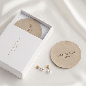 PandaSew Custom Logo Luxury Jewelry Pouch Packaging Microfiber <b>Envelope</b> Flap Round Package Bag - Product Image 5