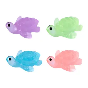 Mini Night light Glow Little Turtle Meeres tierfiguren Geschenk für Mini Garden Aquarium Aquarium Dekoration Mini Harz Ornamente