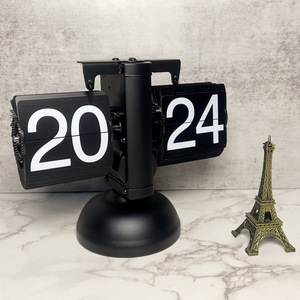 Horloge de bureau créative à retournement automatique Horloge à retournement de page Rétro Vintage Horloge à retournement automatique - Product Image 1