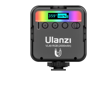 <span class=keywords><strong>VL49</strong></span> <span class=keywords><strong>ulanzi</strong></span> ไฟวิดีโอ LED สี RGB 2500K-9000K 800LUX แม่เหล็กกรอกข้อมูลขนาดเล็ก3 Cold SHOE 2000mAh ชนิด C ไฟกล้อง - Product Image 1