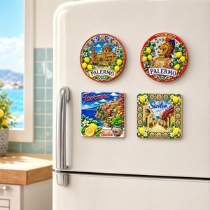 Imanes de Resina 3D de <span class=keywords><strong>Sicilia</strong></span> con Escenas Emblemáticas de <span class=keywords><strong>Palermo</strong></span>, Taormina y Savoca, Arte en Azulejos de Cerámica con Diseño de Limón, Regalo de Viaje, Venta al por Mayor y al Detal - Product Image 6