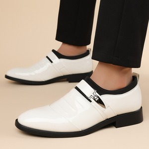 Mocassins en cuir blancs à bout pointu pour hommes, tailles 38-48, semelle intérieure confortable et respirante, chaussures décontractées et habillées à enfiler - Product Image 3