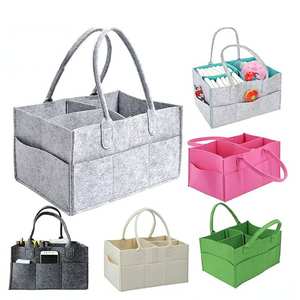 Organizador de pañales de bebé para cambiador, cesta de almacenamiento para guardería con asa, organizador de pañales de fieltro caqui, bolsa para mamá - Product Image 6