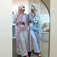 Ensemble Abaya et Hijab Imprimé de Haute Qualité de Dubaï, Style Modeste, Kimono Imprimé avec Hijab – Vente en Gros